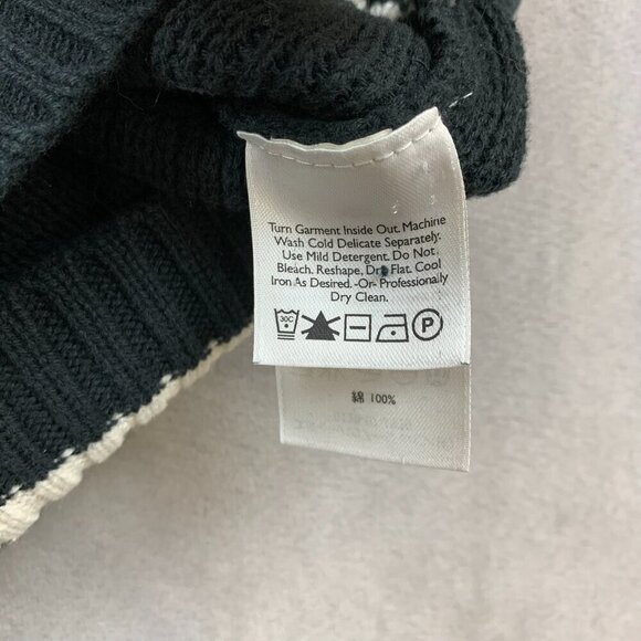 Eddie Bauer Sweater Tall Large Black Fair Isle 1/4 Zip Long Sleeve Knit Nordic - Picture 5 of 8